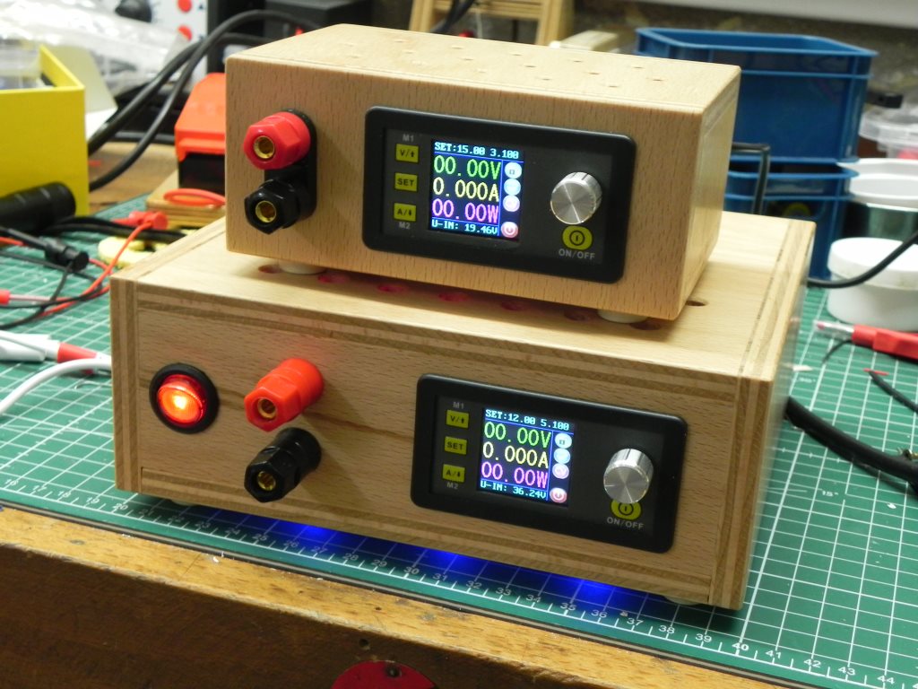 Building wooden cases for the Ruideng DPS power supplies.